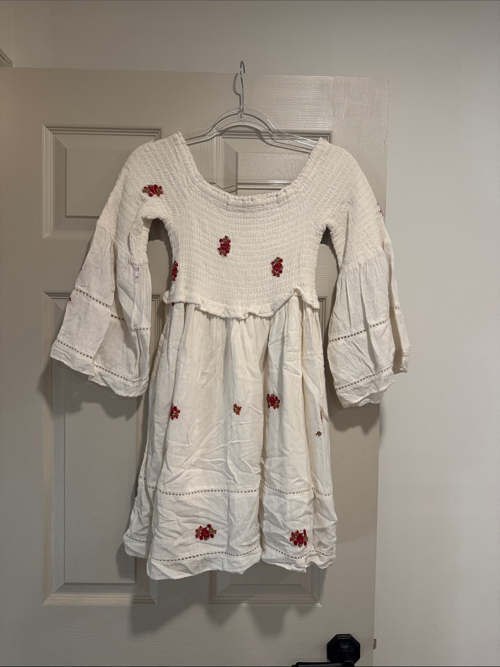 Free Peopoe Embroided Bell Sleeve Dress